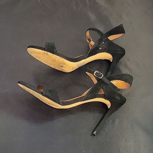 H by HALSTON SUEDE ADJUSTABLE 3-STRAPS ANKLE OPEN TOE  HEEL STILETTOS SANDAL - Picture 10 of 14